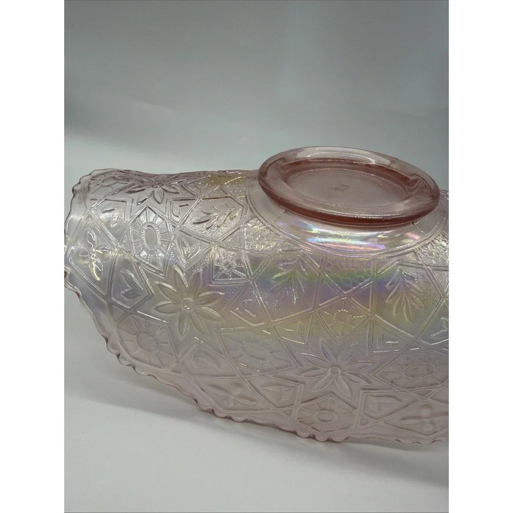 Lenox Imperial Glass Banana Boat,‎ Pink Iridescent Fruit Bowl, Hattie Pattern